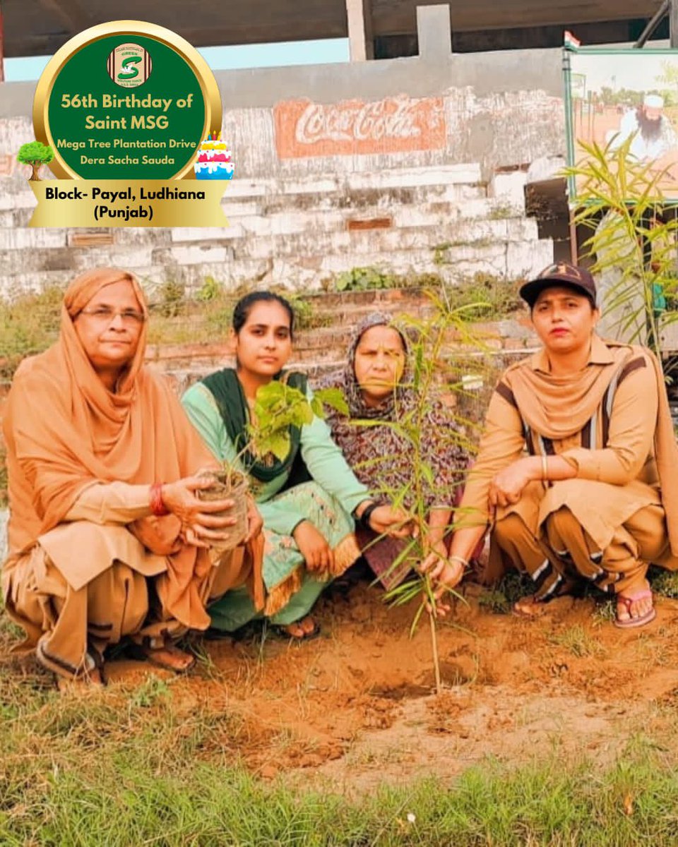 GreenSwelfares's tweet photo. Nature's embrace: Celebrating 56 years of Saint Dr. MSG's blessings. 🌲#TreePlantation By #DeraSachaSauda Volunteers from Payal, Ludhiana, Punjab on the occasion of Saint Dr. MSG's Birthday. #56thBirthday #SaintDrMSG https://t.co/jtDuAPAjZx