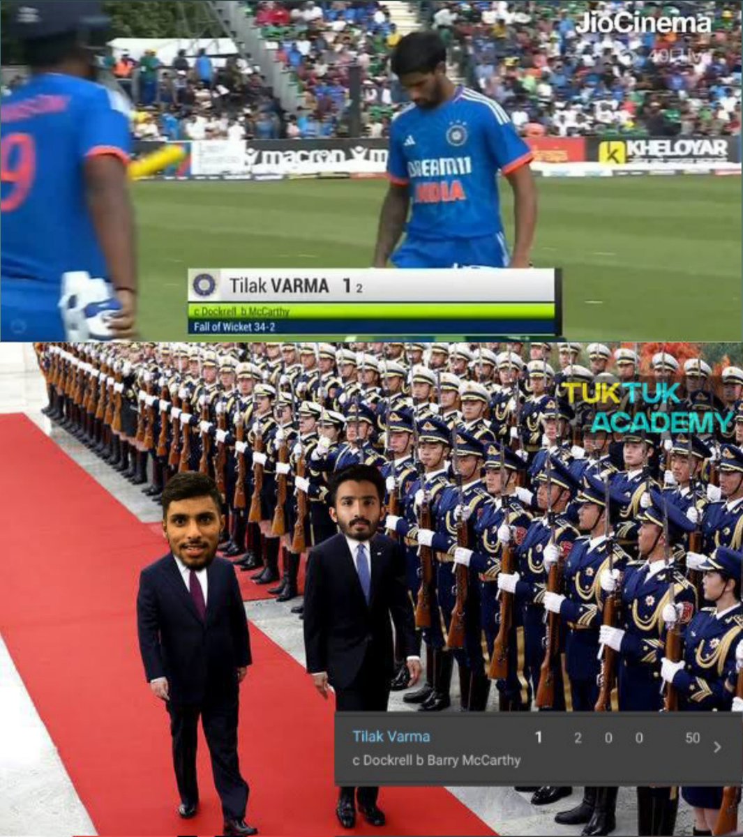 Missed the well deserved back to back Golden ducks by just one run💔

They hyped Tilak Varma for the Indian team my boy joined the academy instead 🥵🙈

Welcome to the academy visit young lad 🙌 #IREvIND