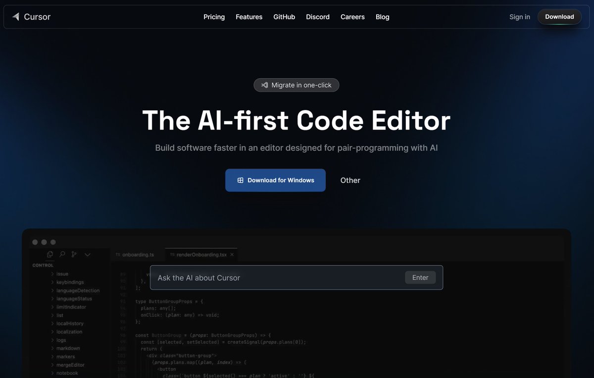DotCSV's tweet image. 🔴 ¡EL MEJOR EDITOR DE CÓDIGO con IA!
¡Developers! Si disfrutáis programando con la asistencia de IAs como GPT-4 o Copilot, hoy os traigo el que creo es el IDE más avanzado en cuanto a integración con IA!
✨ CURSOR ✨
Llevo toda la mañana probándolo, os cuento! 🧵