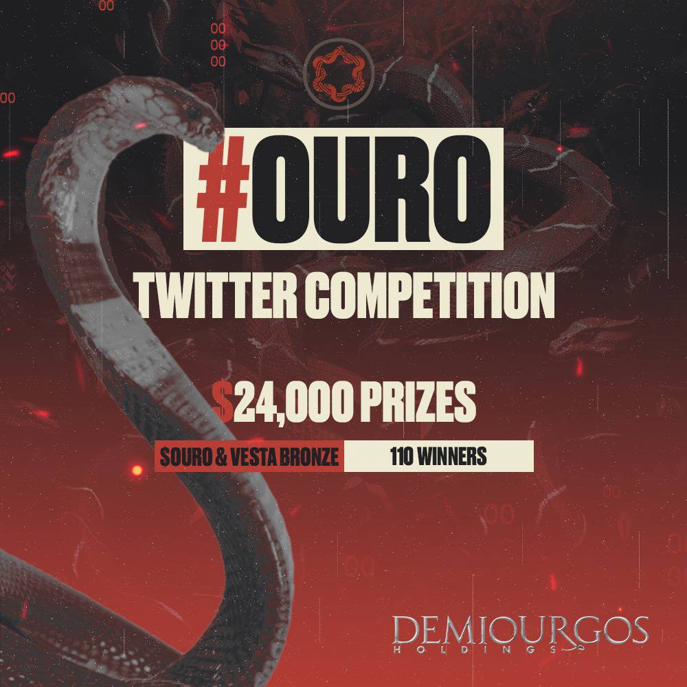 24.000$ prizes value for $OURO Twitter Giveaway on <a href="/MultiversX/">Multiversᕽ</a>!

Campaign between 20th of August - 27th of August 2023. Winners on 31st of August 2023!

We celebrate $GSC launch and <a href="/EstarToken/">ESTAR.GAMES</a> acquisition as well as the listing of VestaDex on <a href="/eCompass_io/">e-Compass.io 📈🧭📊</a> with a massive