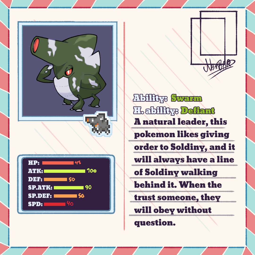 MolchiBerry's tweet image. Captiny got to be one of my favorite names sksksk love the bugger

#Pokemon #fakemon #bugtype