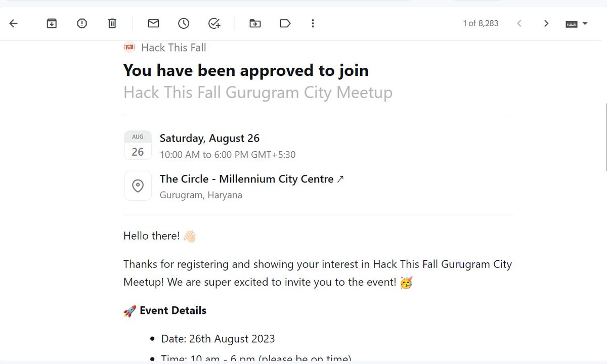 lavishpal408's tweet image. Got approved for the @hackthisfall meetup Gurugram.
Drop 👋 in comment section if you are joining too. 
Let's meet ...

#HTFMeetups #HTFGurugram.