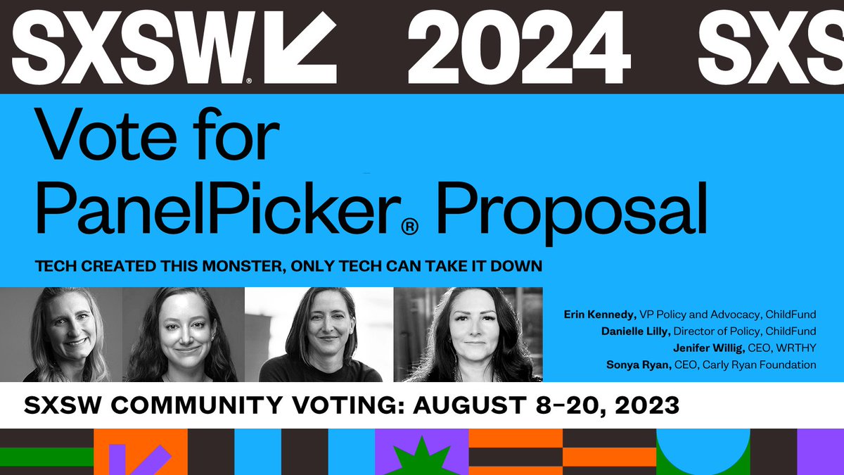 CFundAdvocates's tweet image. TODAY is the last day to vote for our #PanelPicker at @sxsw 2024! Vote now to support our upcoming campaign with @hellowrthy fighting the online sexual exploitation and abuse of children 👉 panelpicker.sxsw.com/vote/141938 #ProtectKidsOnline
