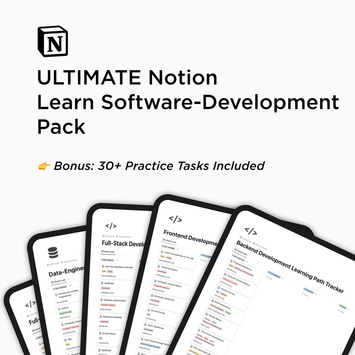 sesigl's tweet image. 📚 Looking for a roadmap to become a software developer? 

Explore these 5 FREE Notion templates:

🎨 Frontend
⚙️ Backend
🖥️ Full-Stack
🔬Machine-Learning
🚄 Data-Engineering

Contains 83 resources and 40 tasks!

RT and reply with &quot;free&quot; and I&apos;ll DM it to you.

(need to follow)