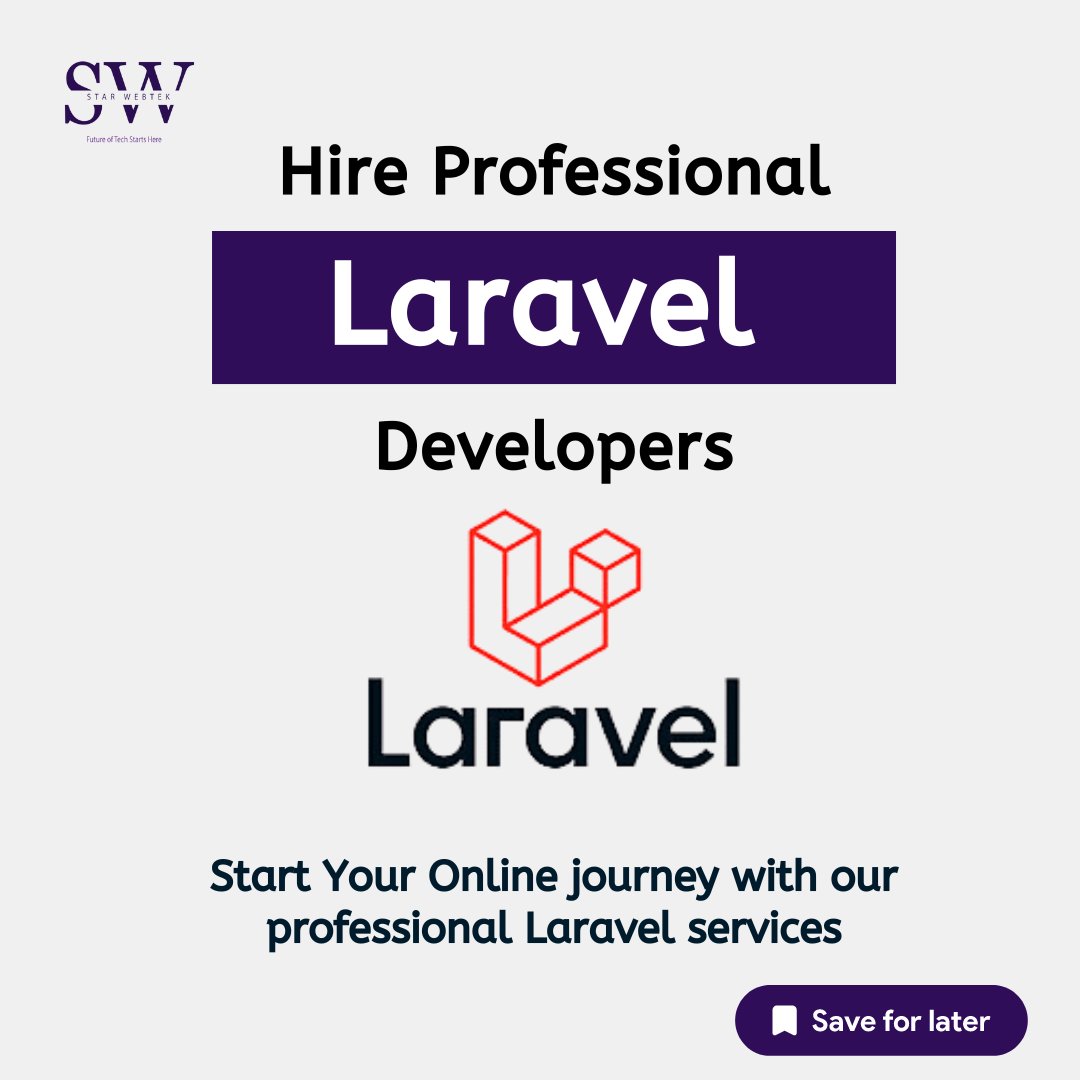 shivam913152's tweet image. Start your online journey with our professional laravel development services.
#laravel #laraveldeveloper #laravelframework #laravelphp #laraveldevelopment #laraveljobs #laravelservices #starwebtek