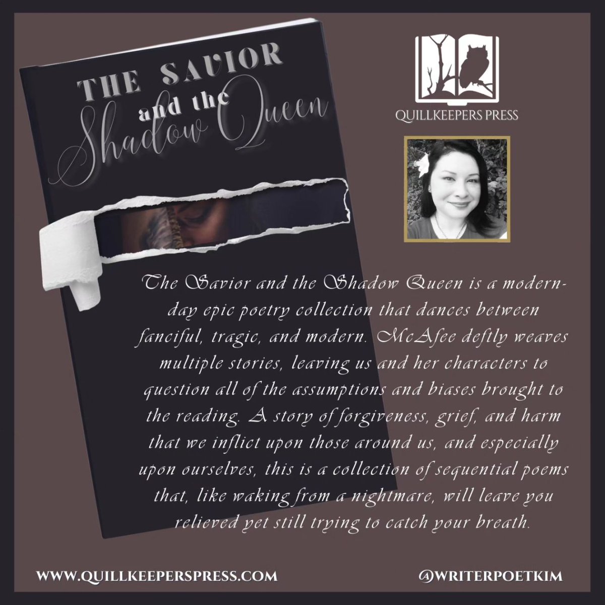 COVER TEASER ----> Kimberly McAfee's forthcoming 'The Savior and the Shadow Queen

#quillkeepers #quillkeeperspress #epicpoetry #poetrytwitter #poetrylovers #selfhelp #selflove #readwithcare