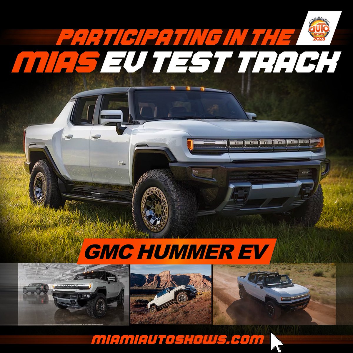AutoShowMiami's tweet image. Built to explore the horizon and traverse any kind of terrain,  the GMC Hummer EV will be featured at this year's #MIAS! 🤩🔥🙌
🏁 Sept. 1st-10th, tickets available at miamiautoshows.com, link in bio!🔗

#Miami #MiamiAutoShow #MIAS2023 #MiamiConventionCenter #Cars #CarsDaily