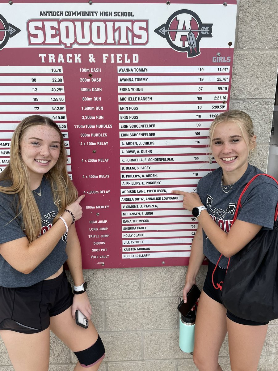 Look who found their names on the Sequoit Track and Field Record Board! Part of the 4x8 crew of Ipsen and Lane. #recordholders #fastestsequoitsever