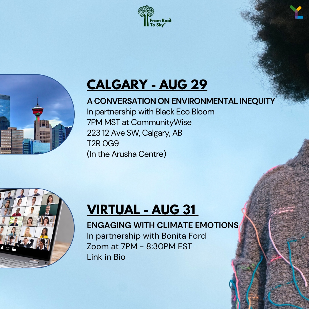 On August 29th at 7pm MST we will be hosting an in-person workshop in partnership with Black Eco Bloom in Calgary! 🌱 Register now: eventbrite.com/e/from-root-to…🌟 #youthledaction #youthclimatelab #youth4climate #climatechange #climatecrisis #fromroottosky