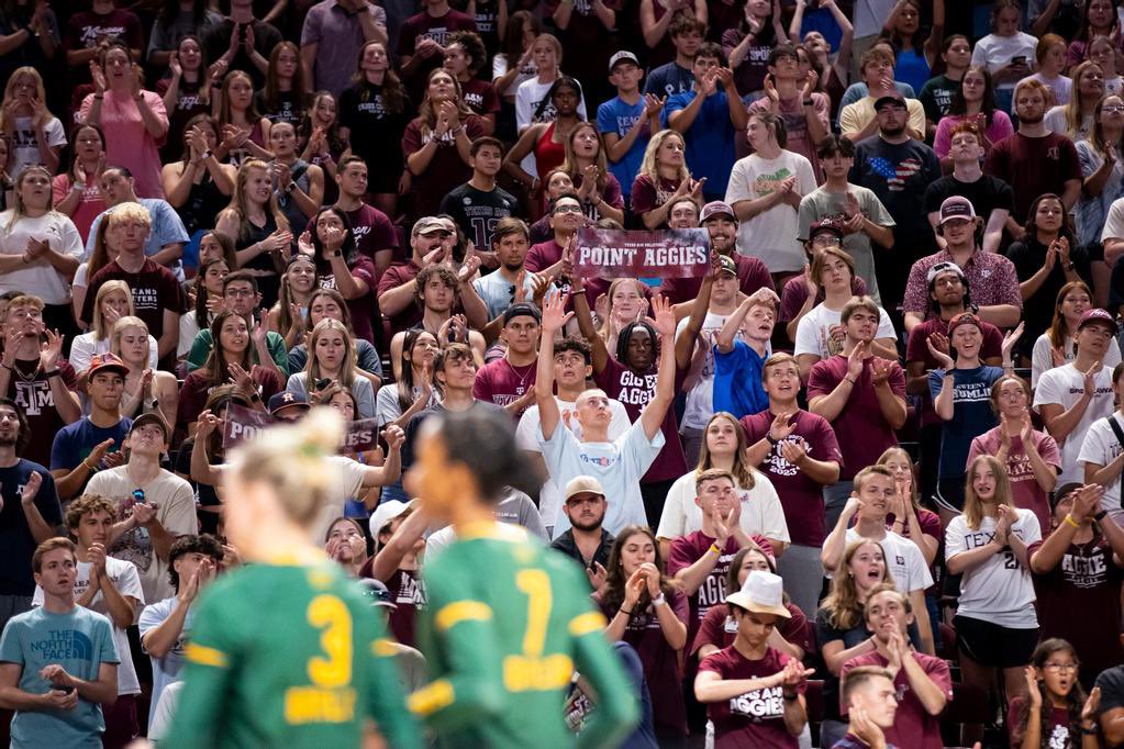 For those who haven’t experienced the <a href="/12thMan/">Texas A&M Athletics</a> - this was for an EXHIBITION volleyball match. 

I am blown away. What an amazing atmosphere for <a href="/AggieVolleyball/">Texas A&M Volleyball</a> to get to compete in.

Can’t wait to see how rowdy a regular season or SEC game gets 👀🔥