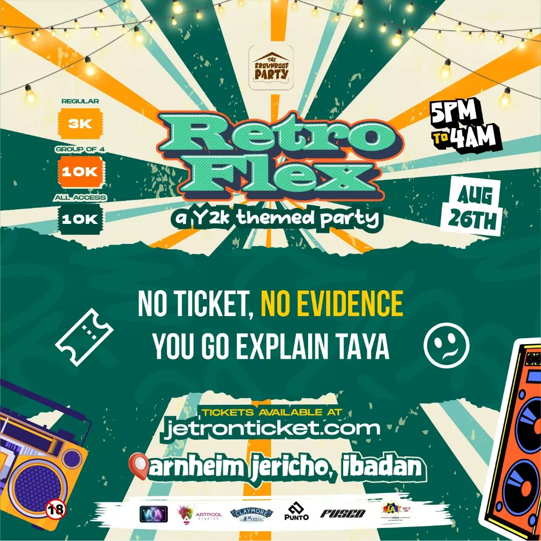 thebrownroofP22's tweet photo. 6 days to Go

Get your tickets and Get ready for a party like it’s 1999 🥳🤩

Tickets link in BIO

#retro #retroflex #thebrownroofparty #partyofyourdreams https://t.co/89h225RIiz