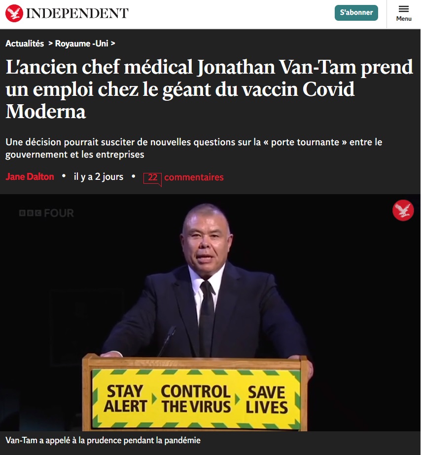 benoitm_mtl's tweet photo. Onde de choc au Royaume-Uni 🇬🇧. L'ex médecin-chef adjoint d'Angleterre a accepté un poste de consultant médical principal chez le géant des vaccins Moderna. 💥 https://t.co/YhPkq36J53
Comme si Arruda ou Boileau partaient pour Pfizer.
BigPharma ↔️ Gouvernement
#ChaiseMusicale https://t.co/n4FhE4LX3v