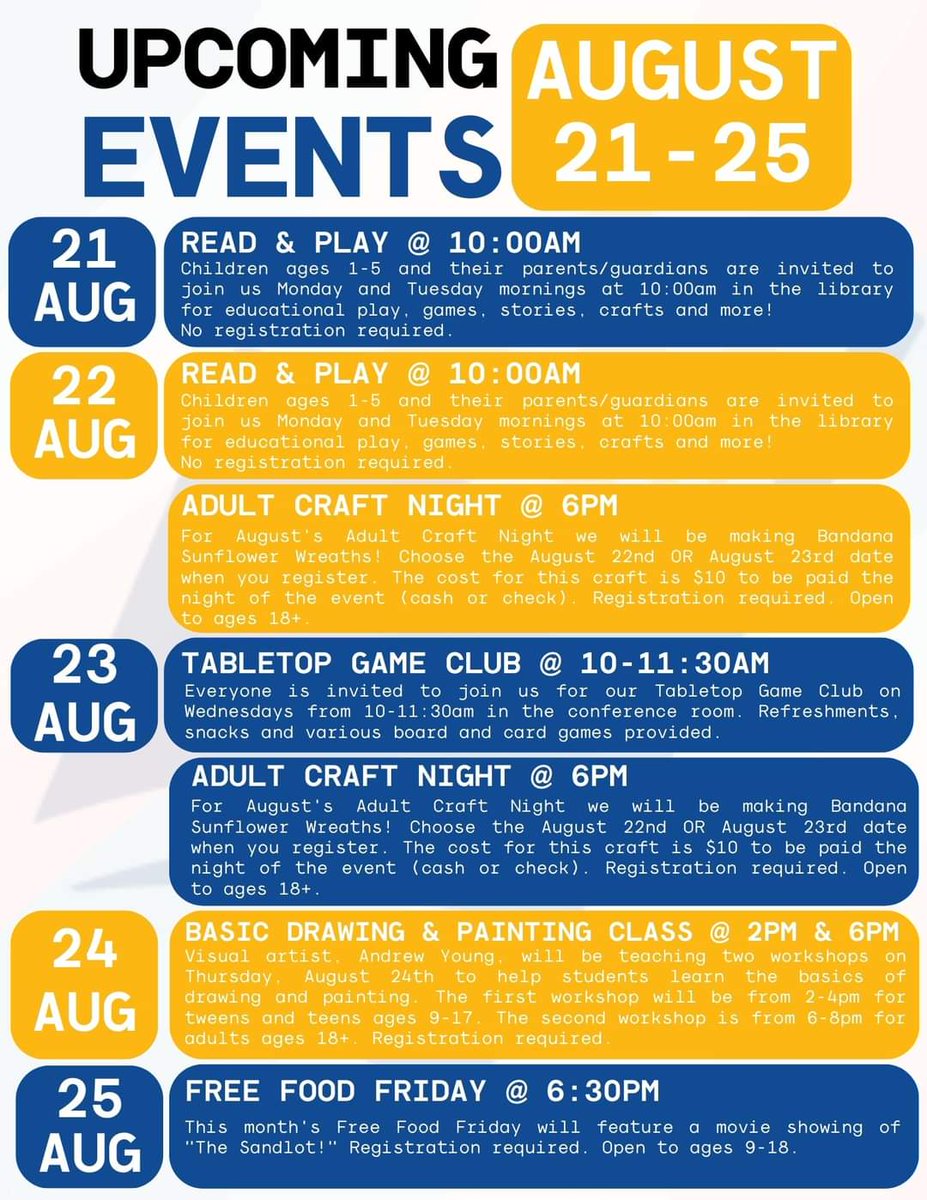 Here's the events we have going on this week!