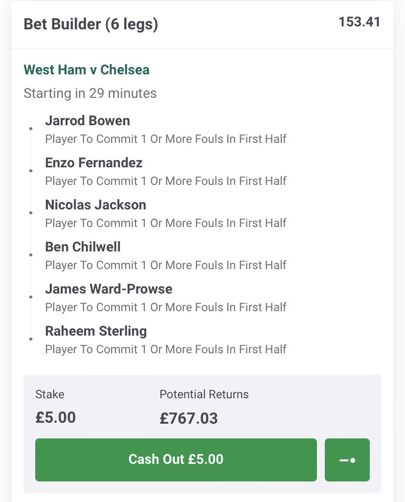 InplayIcon's tweet image. West Ham vs Chelsea Paddy power fouls longshots - 334/1, 193/1, 154/1
