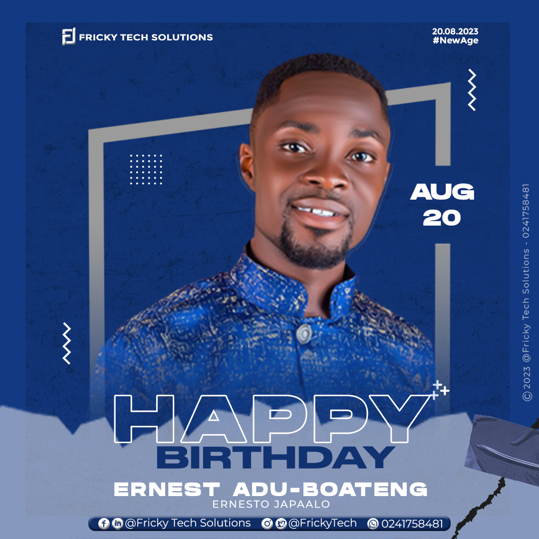 FrickyTech's tweet photo. Something cool but spicy to celebrate one of the most selfless and hardworking teachers in the Sekyere Afram Plains District Education Directorate, Mr. Ernest Adu-Boateng (Japaalo), as he marks a new age today.
Japaalo, enjoy your new age.
#FTS #BdayFlyer #NewAge #Aug20 #japaalo https://t.co/BK8JuT9TWX