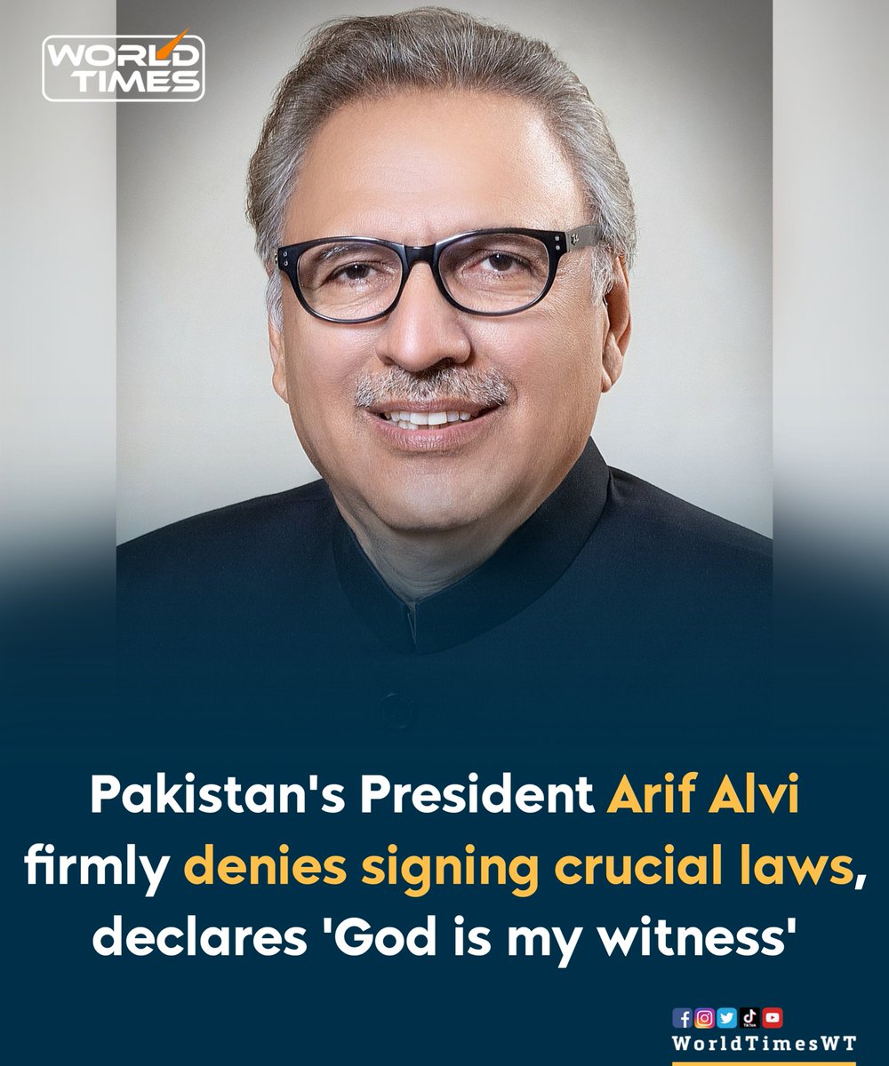 WorldTimesWT's tweet image. In a surprising turn of events, Pakistan's President Arif Alvi took to his official account on X (formerly Twitter) to address the controversy surrounding the Official Secrets Amendment Bill 2023 and the Pakistan Army Amendment Bill 2023. The President asserted that he had not…