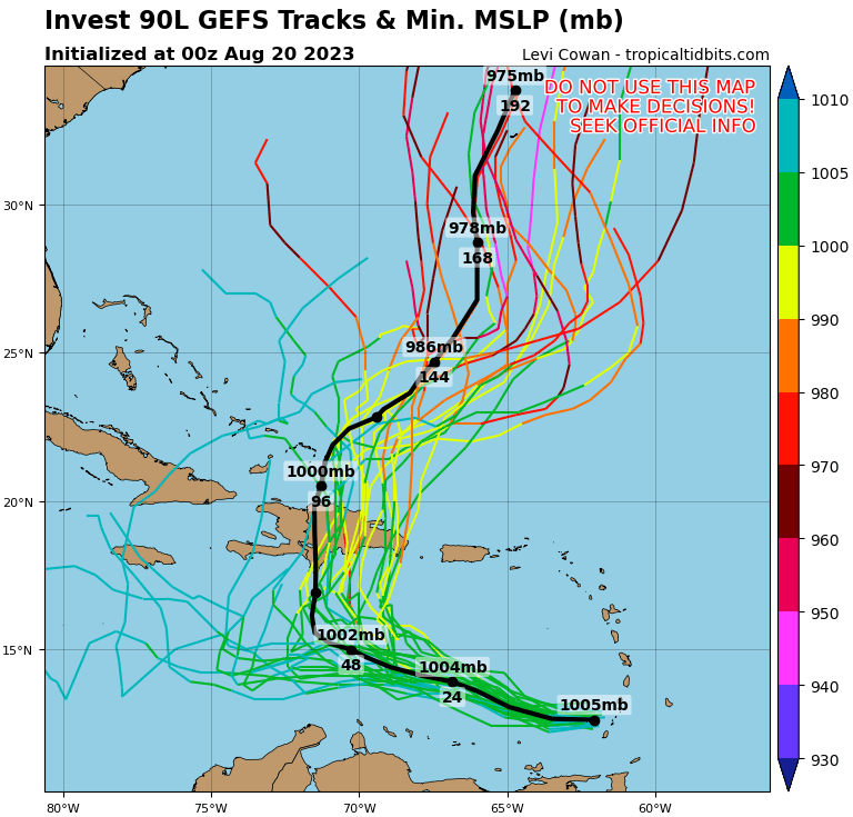 HollySanchezSFM's tweet photo. Modelos de trayectoria para #Invest90L, están actualizados 🌀
#90L amenazando 
#TemporadaCiclónica2023 https://t.co/G1KxWQA6R3