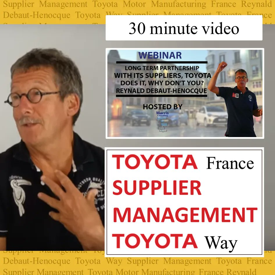 PMarris's tweet photo. Toyota Supplier Management. Webinar recording by ex-VP Manufacturing of Toyota France: "Long term partnerships with suppliers, Toyota does it, why don't you?"
https://t.co/JGHOEigcYJ
#ToyotaWay #Lean #GoodLean #SupplierManagement #SupplierPartnerships https://t.co/0eym57QUdR
