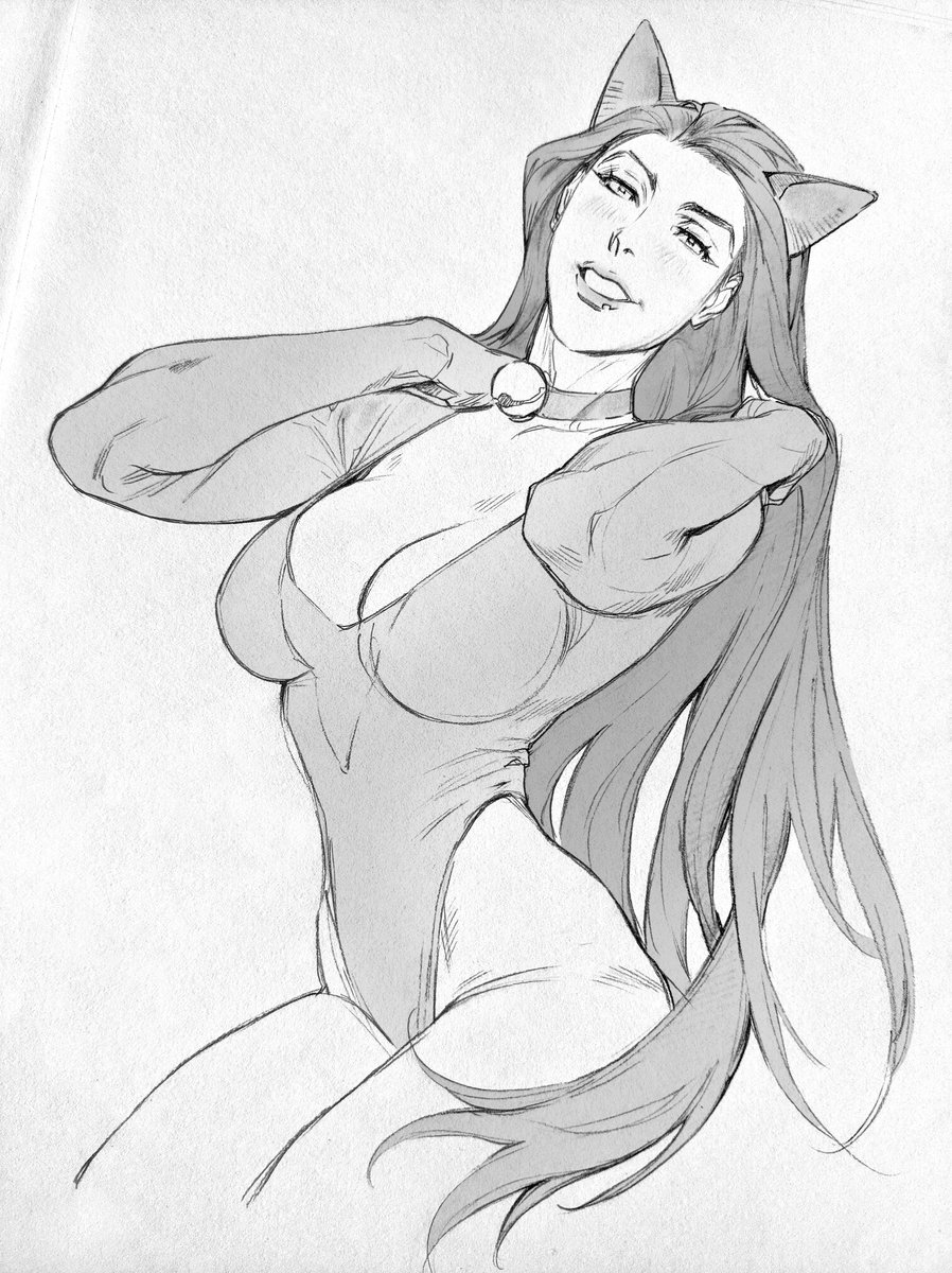 AsaderiChan's tweet image. Finally finished that Amilia(OC) sketch🐱