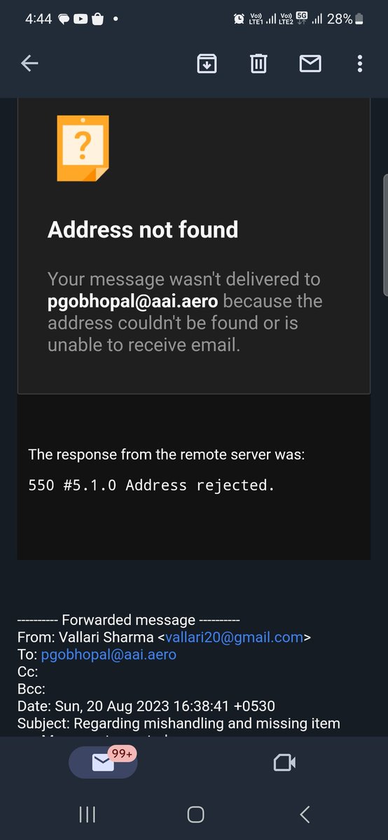 Vallari_Sharma's tweet photo. @aaibplairport Hello the mail is not working https://t.co/8OCYYCJapu