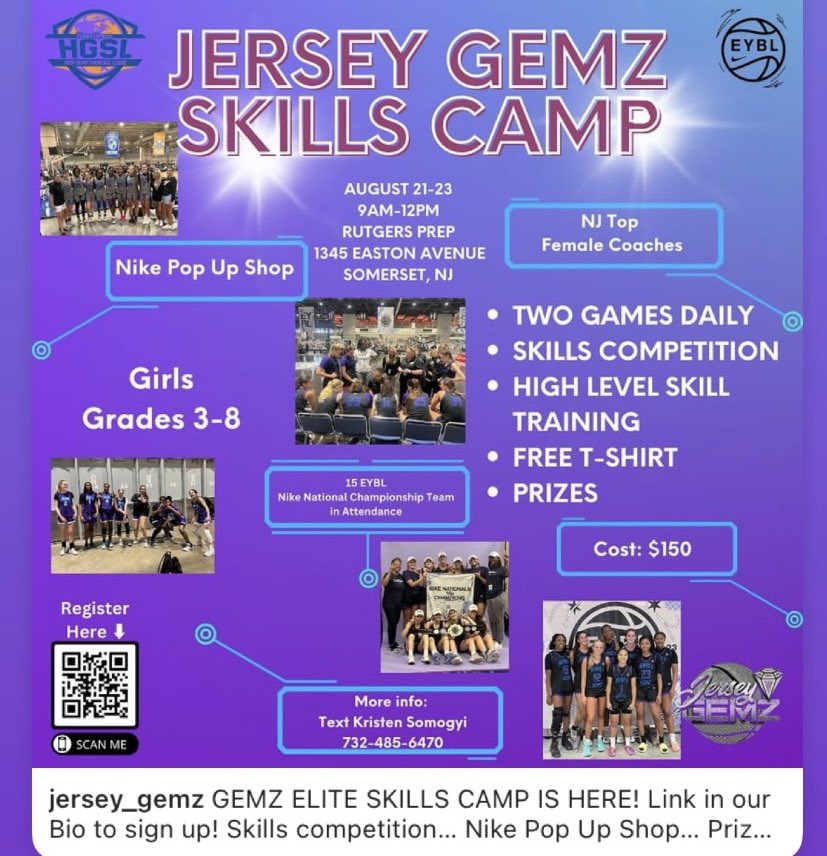 GEMZ ELITE SKILLS CAMP IS HERE! Link in our Bio to sign up! Skills competition… Nike Pop Up Shop… Prizes… Free T-Shirt 3 DAYS ONLY!