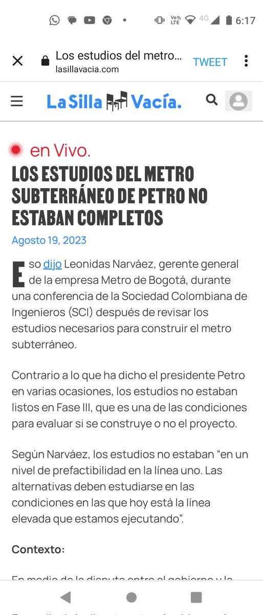 IngjrRodrigo's tweet image. Corregido el ERROR. En efecto, fue el vocero del @MetroBogota, Leónidas Narváez y no Hernando Monroy, vocero único d @IngenieriaSCI quien hizo afirmaciones sobre estudios del Metro subterráneo. El rigor y la verdad son fundamentales al informar. Era imperativa la rectificación