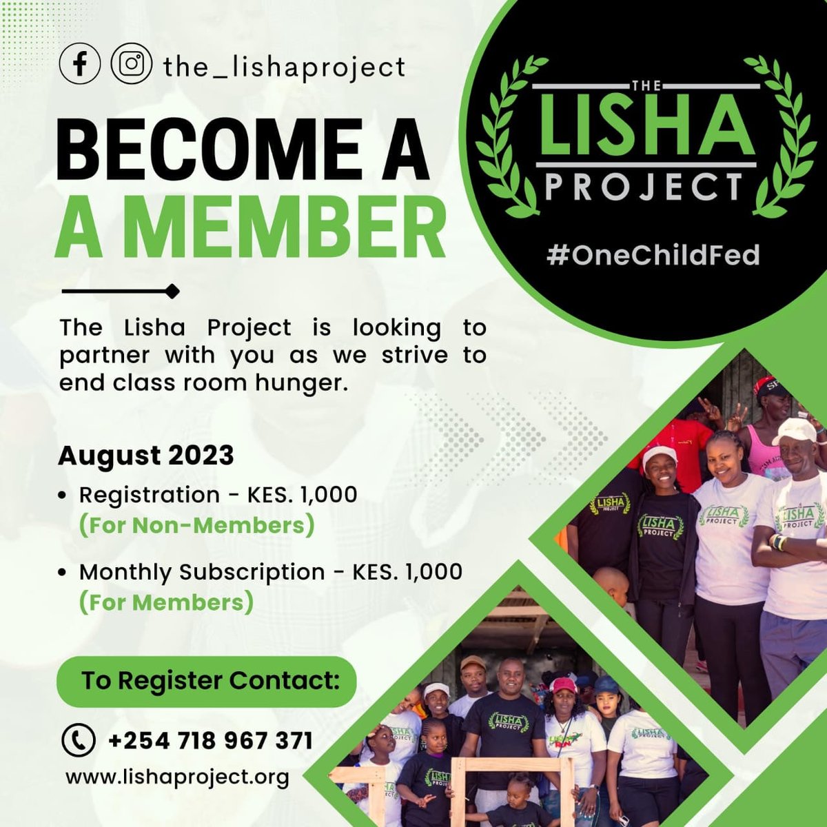 LishaProject's tweet photo. The Lisha Project's mission to end classroom hunger sounds important. To become a member, register at +254 718 967 371 or visit https://t.co/urKeAMkJO6.
#LishaProject #EndClassroomHunger #EducationForAll #JoinUs #igers #gains #MakeADifference #Partnership #SocialImpact https://t.co/p2ncU934zv