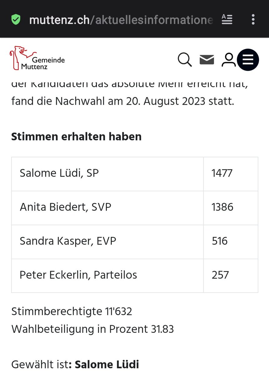 Herzlichen Glückwunsch Salome Lüdi🌻 <a href="/spmuttenz/">SP Muttenz</a>
Eine gute Wahl für #Muttenz
