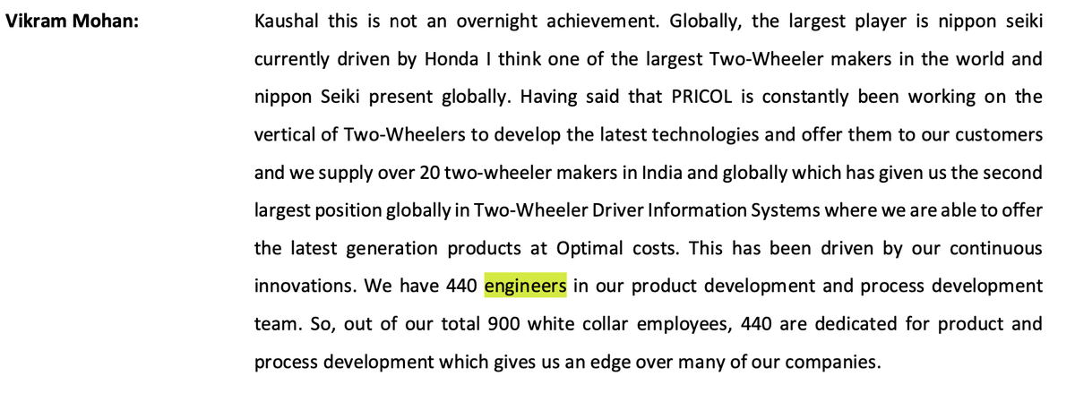 soicfinance's tweet image. Out of 900 White Collar Employees, 440 are dedicated to product and process development..

Pricol Q1FY24 Concall insights 

Disc: no reco to buy or sell.