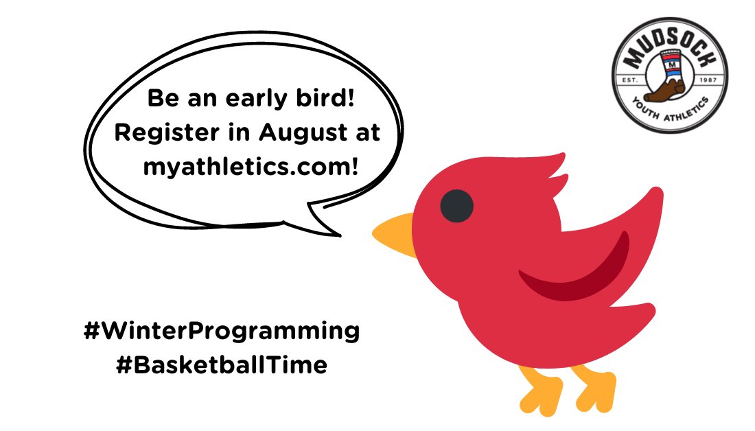 MudsockYouth's tweet photo. You have 11 more days to be an early bird. Registration is OPEN at https://t.co/yndc6D2MZS for winter programming. Sign up for boys and girls recreational basketball (K-8th) and join us on the courts! #NoWaitlist Info: //loom.ly/PD8DgYo https://t.co/O6OuHDRp2N