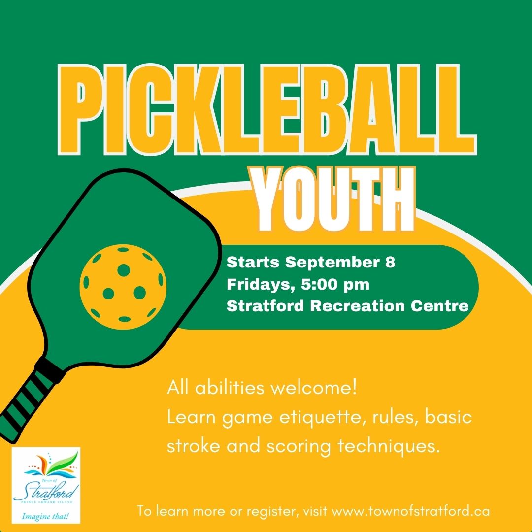 We're excited to bring pickleball lessons to youth in the community!
Everyone of all ages and abilities can enjoy pickleball!
Visit our website to register: ow.ly/hFLp50PAuLh
#StratfordPEI