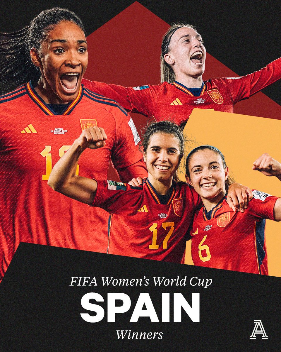 TheAthleticFC's tweet photo. Spain are world champions.

They beat England 1-0 in the final to win the 2023 Women's World Cup.

#FIFAWWC | #ESP https://t.co/fHvDQH9drf