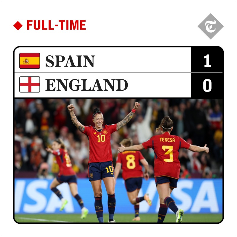 WomensSport's tweet photo. Spain win the World Cup 🇪🇸🌏🏆
#TelegraphWomensSport | #WorldCupFinal