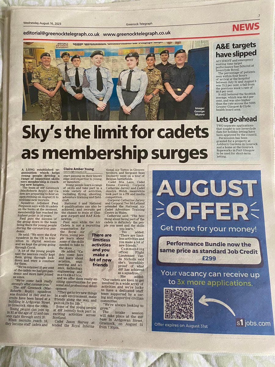 49F Greenock Royal Air Force Air Cadets (@49f_aircadets) on Twitter photo Did you see us in <a href="/greenocktele/">Greenock Telegraph</a> this week? Email 49@rafac.mod.gov.uk to join us on 31st August. Did you see us in <a href="/greenocktele/">Greenock Telegraph</a> this week? Email 49@rafac.mod.gov.uk to join us on 31st August.