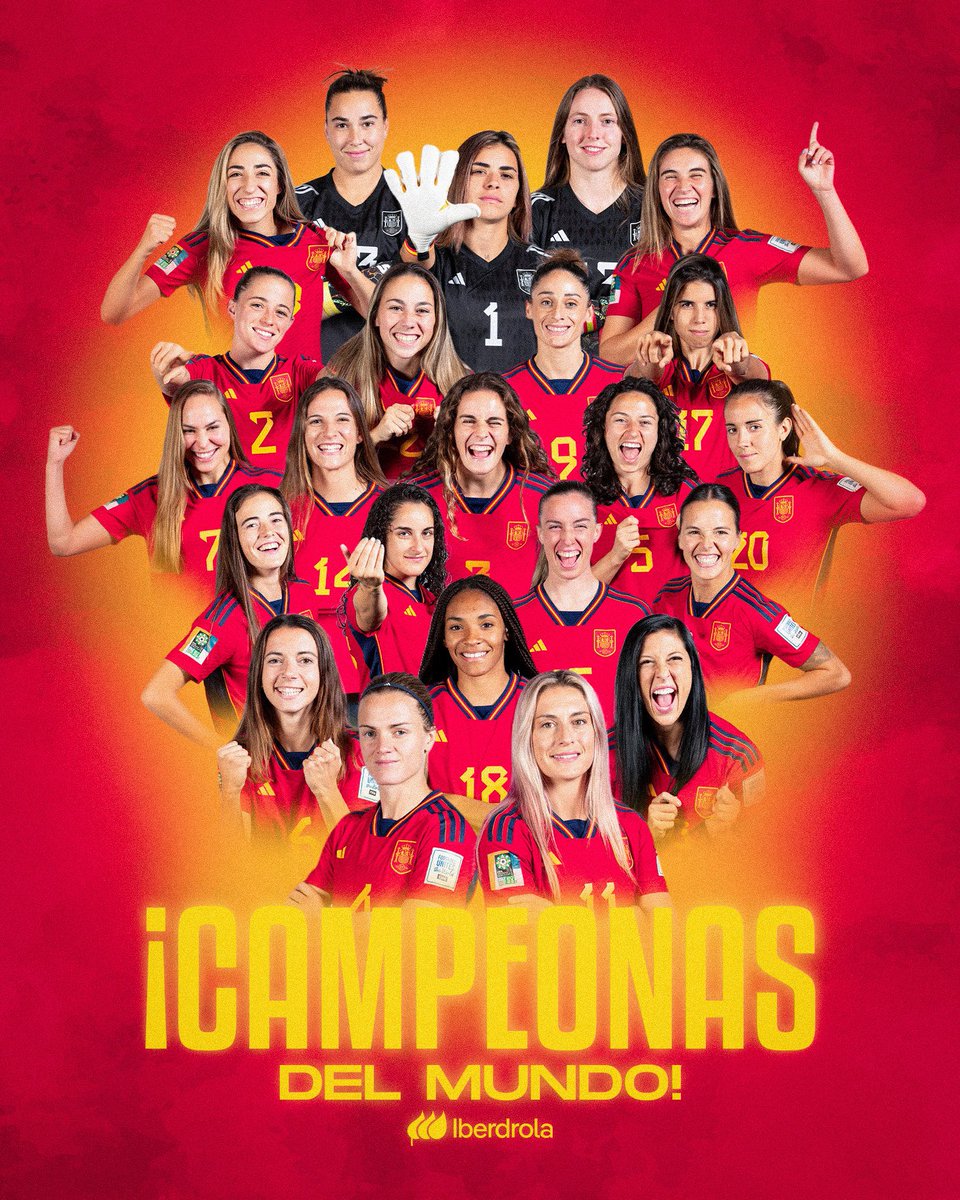 🏆 SOIS… HISTORIAAAAAAAAAAAAAAAAAAAAAAAAAAAAAAAAAAAAAAAAAAAAAA!!!!!!!!!!!

👏🏼 ¡¡¡¡¡SÍIIIIIIIIIIIIIIIIIII!!!!! ¡𝐂𝐀𝐌𝐏𝐄𝐎𝐍𝐀𝐒 𝐃𝐄𝐋 𝐌𝐔𝐍𝐃𝐎! 🌟 

🙌🏼 ¡¡GRACIAS POR HACERNOS SOÑAR!! SUMA TU FELICITACIÓN a estas leyendas del deporte. 🇪🇸 #EllasYaSonHistoriaDelFútbolMundial