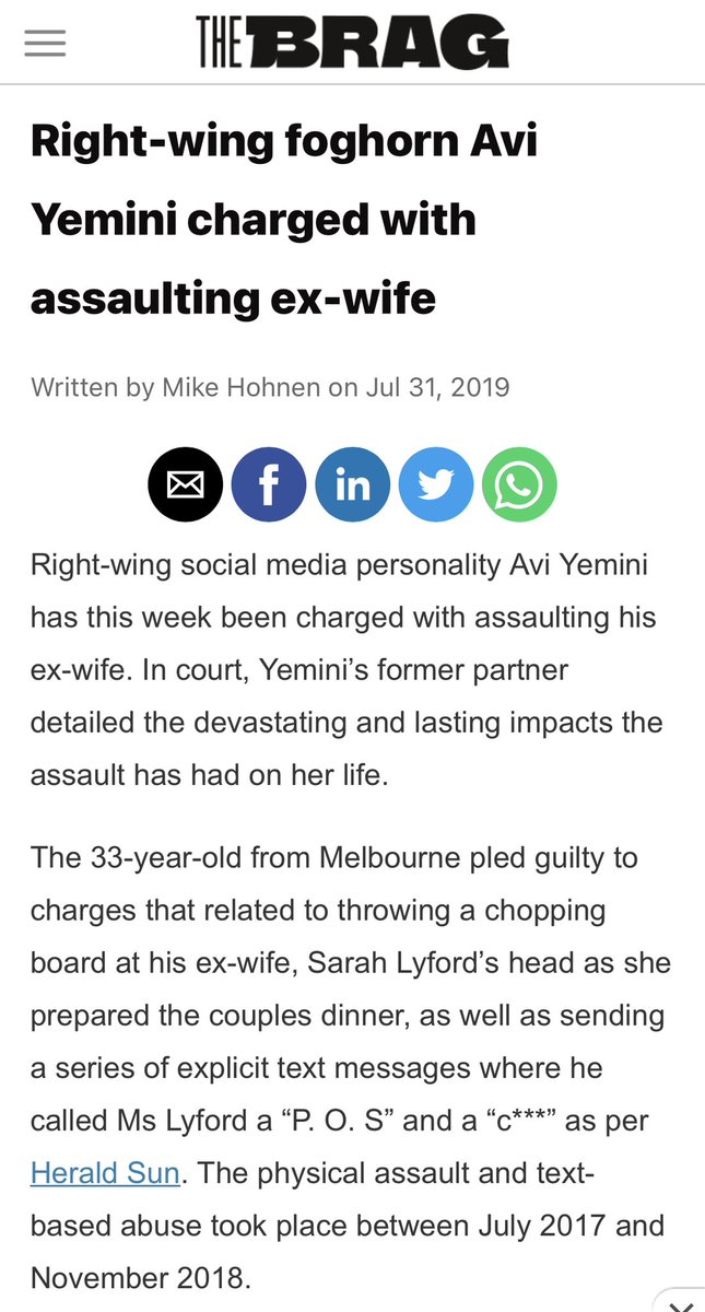 I believe now would be a good time to remind everyone what type of man @OzraeliAvi truly is.

Btw he only paid a measly amount of $3,600 in fines for his crime! #istandwithelijahschaffer #auspol #australiafirst