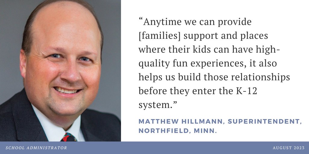 AASAHQ's tweet photo. Your #SundayReading: August's #AASAmag profile features @mahillmann, superintendent of @NFLDSchools and a finalist for #SOY2023. He says, “There is some really good opportunity to intervene and divert those [racial achievement] gaps.” https://t.co/Ql4oiSUrzJ @julesbergman https://t.co/RANsFpCyk8