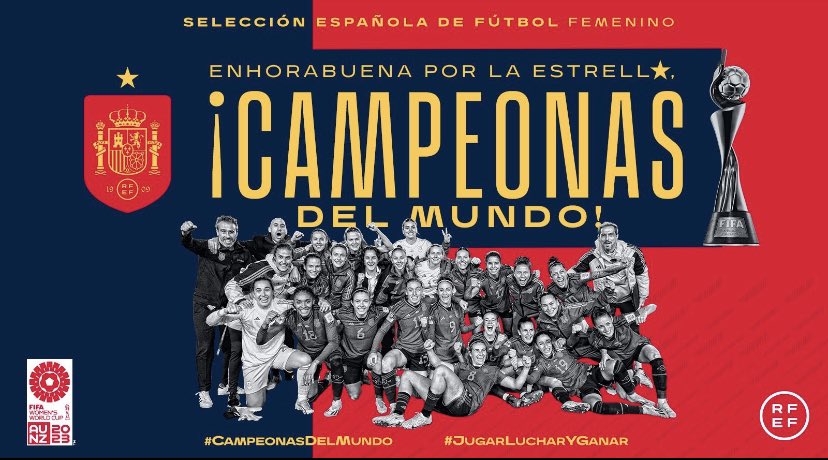 Habéis hecho historia. Hoy el mundo entero os admira. Sois grandes ¡Enhorabuena! 🏆 🇪🇸

#CampeonasDelMundo #JugarLucharYGanar #FIFAWWC