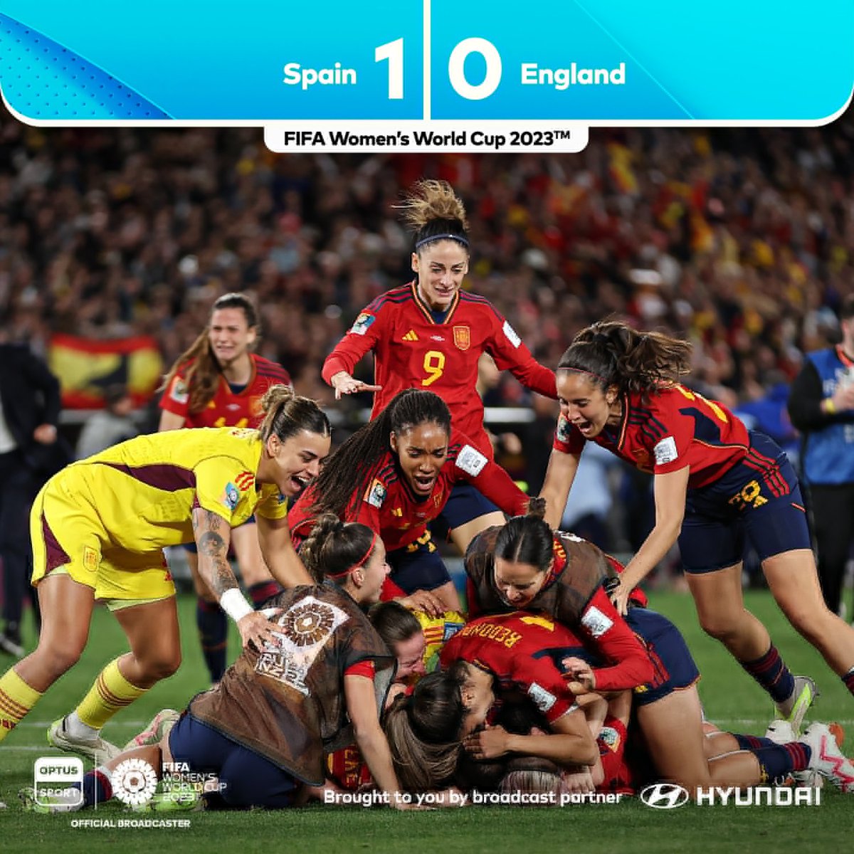 Spain become the fifth country to win the FIFA Women’s World Cup™ 🏆 La Roja overcome the European champions to claim world glory at Stadium Australia.  Post-game coverage | watchoptus.tv/WWC23-Final #FIFAWWC📷📷 #OptusSport📷📷 📷