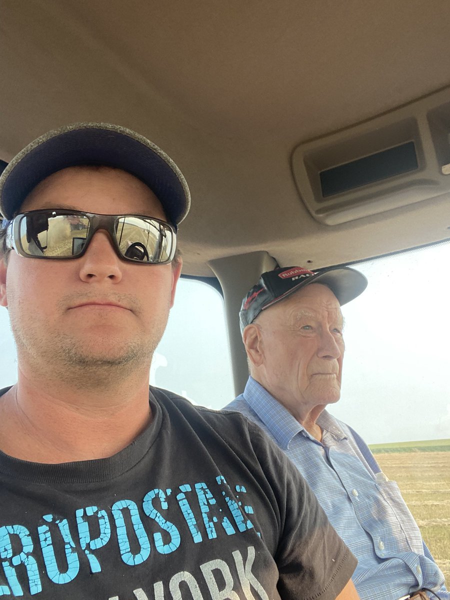 Harvest 23’ on its way and have my 98 year old grandpa co-piloting, helping out grain carting oats #harvest23 #familyfarm
