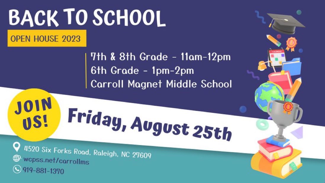 The 2023-24 school year is right around the corner. @CMMSCougars families — if you haven’t already done so mark your calendars for our annual Open House this coming Friday, August 25. Details are below. We look forward to seeing you! #ThePlaceToBe