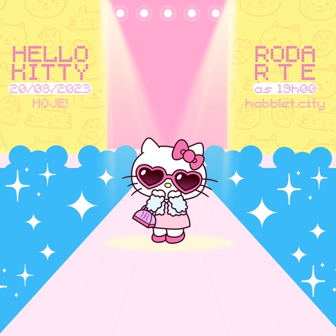 MeuHabblet's tweet image. Hoje o nosso RPG @rodartehb convida toda a comunidade para o desfile da nova coleção “RDRT x HK”. 💖🐱

Uma mistura de glamour, fofura, e exclusividade do universo Sanrio. No final todos irão receber um emblema exclusivo! Esperamos por vocês, as 19h BR / 23h PT! 🎀