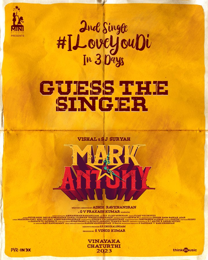 #MarkAntony 2nd Single in 3 Days 🌟💥

#Vishal #SJSuriya