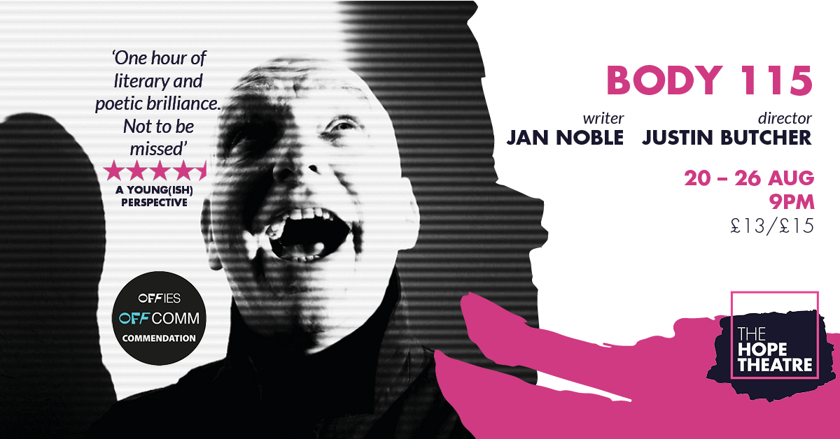 Body 115 (@bodyoneonefive) on Twitter photo Opening tonight at <a href="/TheHopeTheatre/">The Hope Theatre</a>... returns and walkups available from the box-office on the door. 'One hour of literary and poetic brilliance. Not to be missed.' ★★★★ vimeo.com/766378111 Opening tonight at <a href="/TheHopeTheatre/">The Hope Theatre</a>... returns and walkups available from the box-office on the door. 'One hour of literary and poetic brilliance. Not to be missed.' ★★★★ vimeo.com/766378111