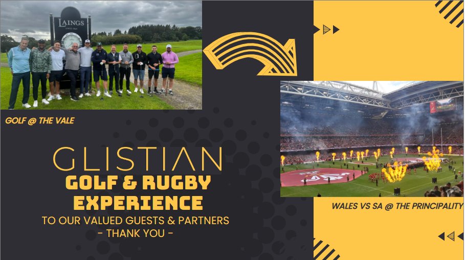 GlistianVip's tweet photo. Great day out at the Golf &amp; Rugby yesterday.  Wales vs SA @principalitysta after a sunny round at the @ValeResortGolf. Thanks to @RocketYardSport for the partnership. @wjbowyerlaw @RyanHug08518269 Eagle Golf Apparel, Jack Floydd @Amdaris @theWRPA @JimboBotham Danny Mcauliffe https://t.co/IKsCUVBped