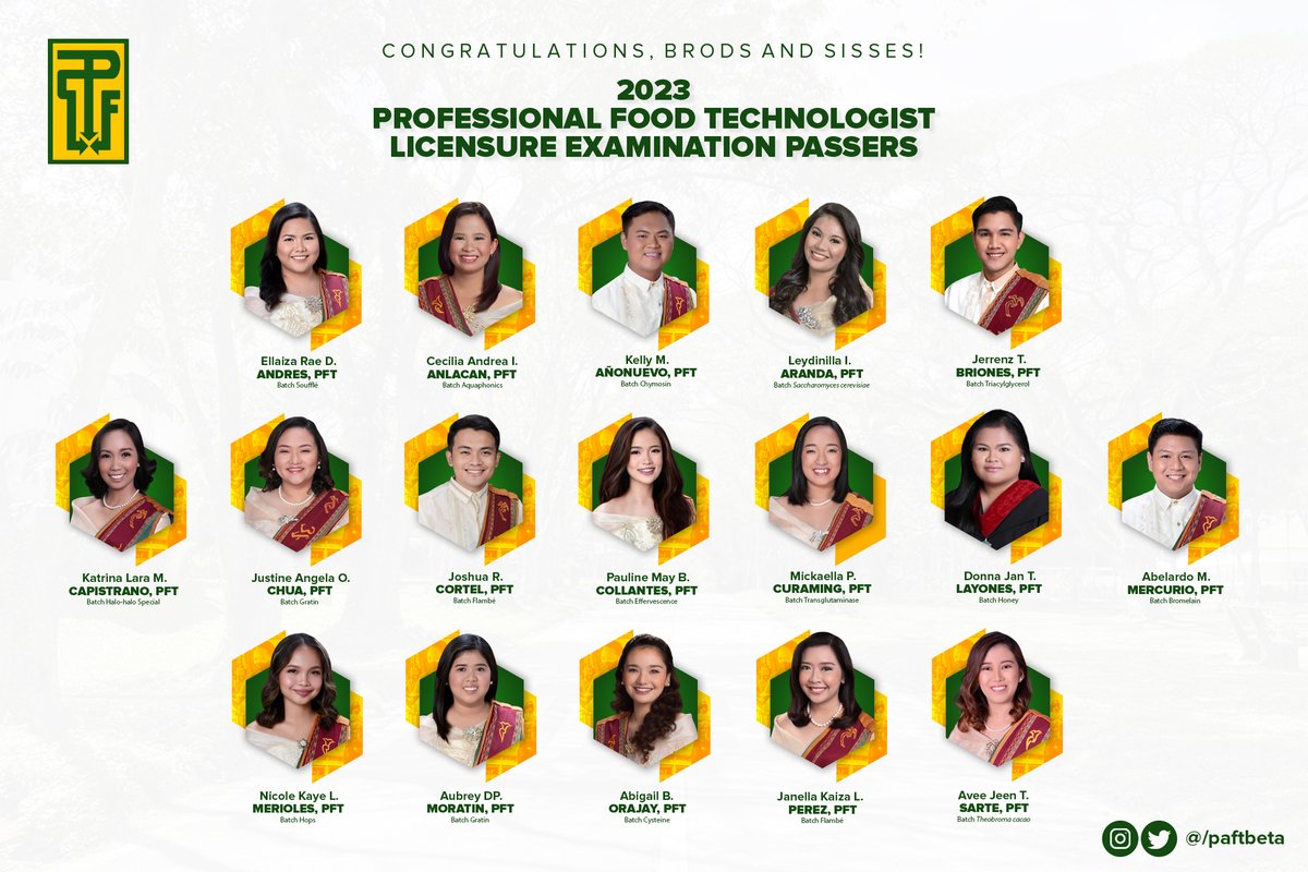 PAFTBeta's tweet image. Let us gather around and shower PAFT-Beta’s newly licensed food technologists with our sincerest congratulations! 💥 Our organization takes pride in nurturing exceptional talent in the field of food technology, and today, we raise our glasses and toast to their accomplishment. 🥂