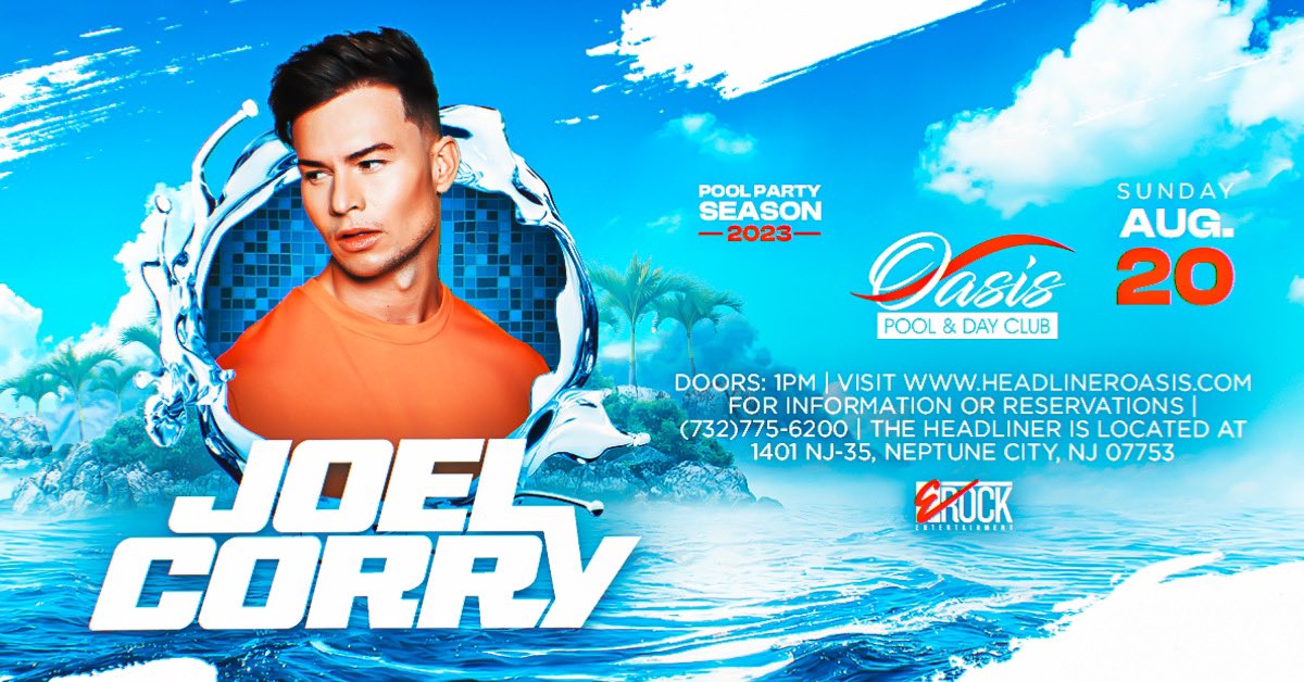 Big show at the Oasis Pool today with <a href="/JoelCorry/">Joel Corry</a> 🌴💦 Last tickets: headliner.posh.vip