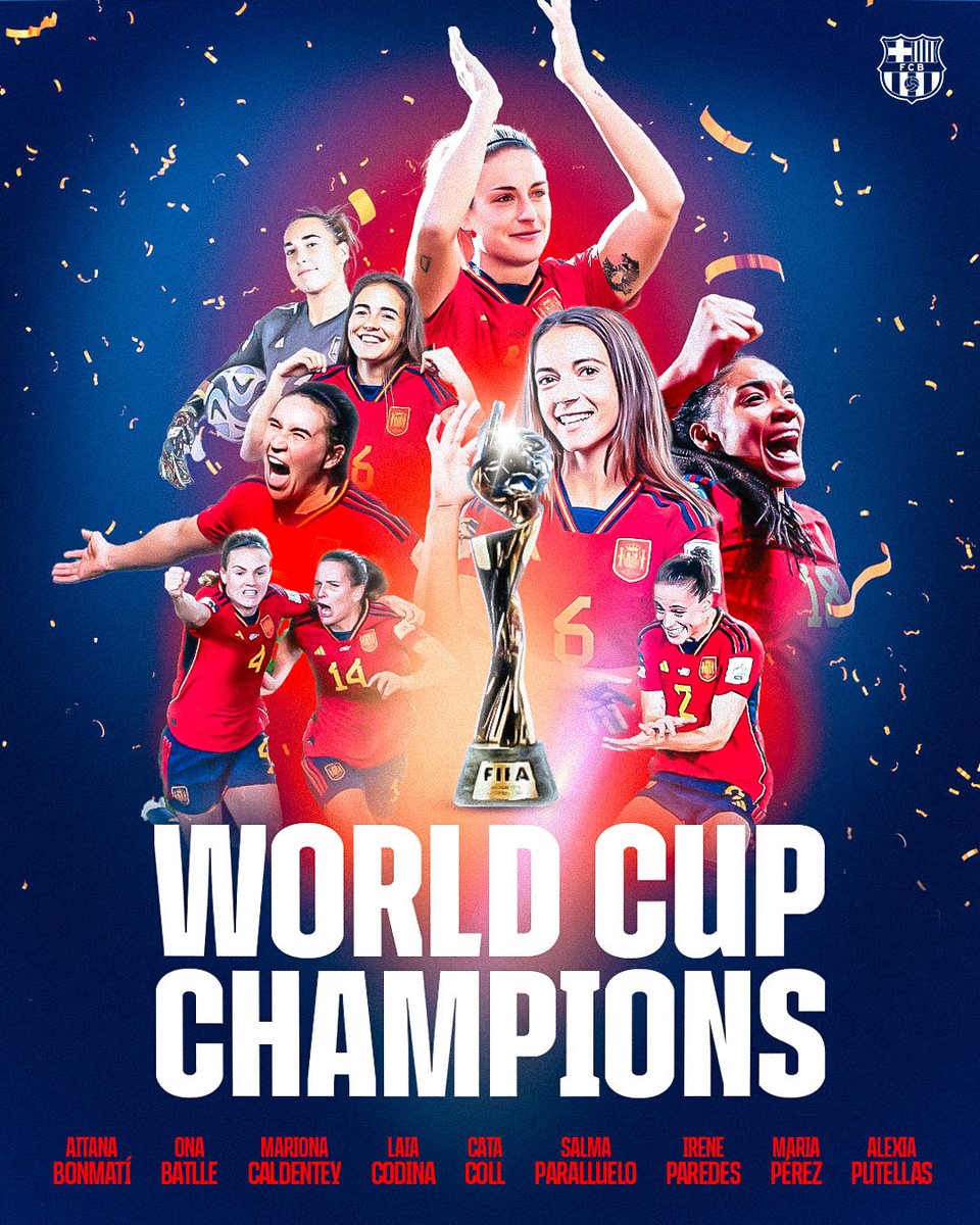 JuventudUCE's tweet photo. Enhorabuena a la @SEFutbolFem sois las campeonas del mundo.

Habéis hecho historia. Sois un orgullo. Esta victoria demuestra que las mujeres pueden estar a la cabeza de lo que se propongan.

#wwcfinal https://t.co/A576DbzS42