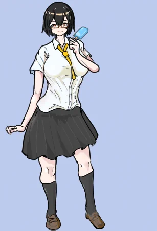 デフォルメ風の絵柄をためすために描いたうちのこーデフォルメ寄りにするなら肩幅せばめて胸削って6等身くらいにした方がいいかもね 