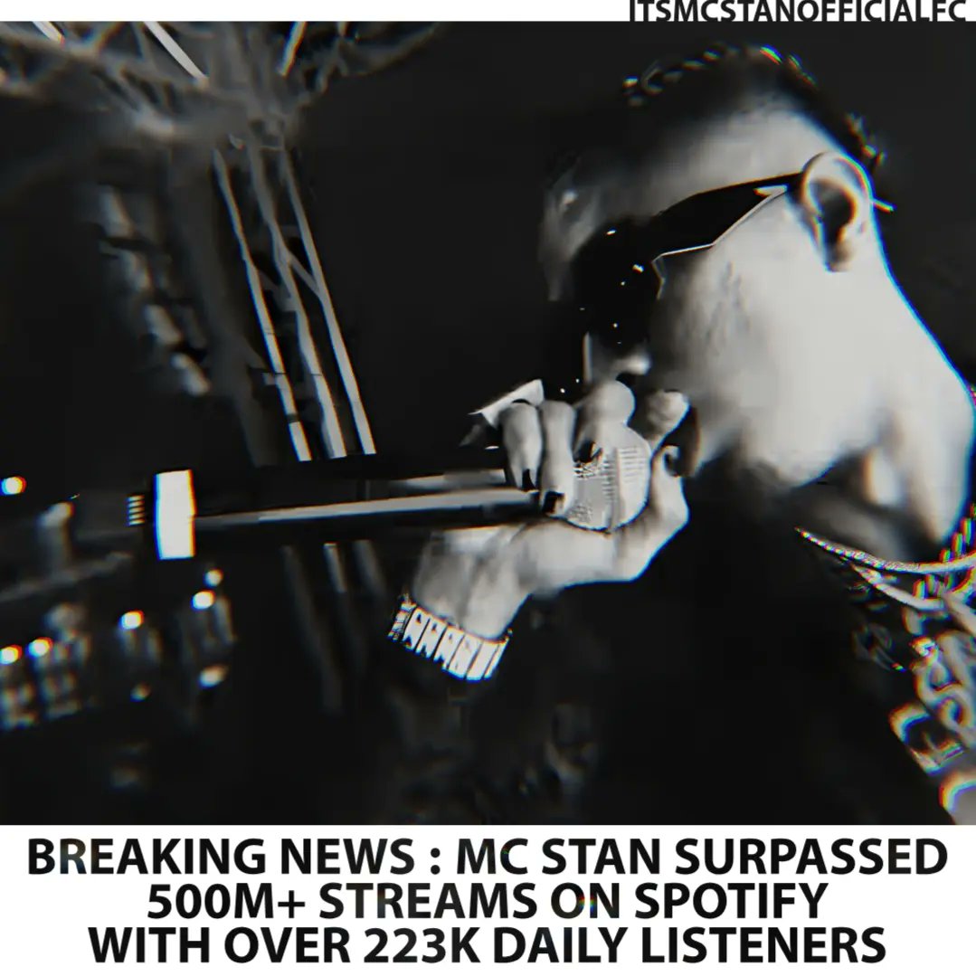 ItsTeamMCStan's tweet photo. 🎉 MC Stan's music continues to captivate audiences worldwide! 🎶 Surpassing 500M streams on Spotify is no small feat. With over 223K daily listeners, his artistry is touching hearts every day. Congrats,

@MCStanOfficial! 🙌🔥 #MCStan #MusicMilestone #SpotifyStreams https://t.co/VklFXZydqL